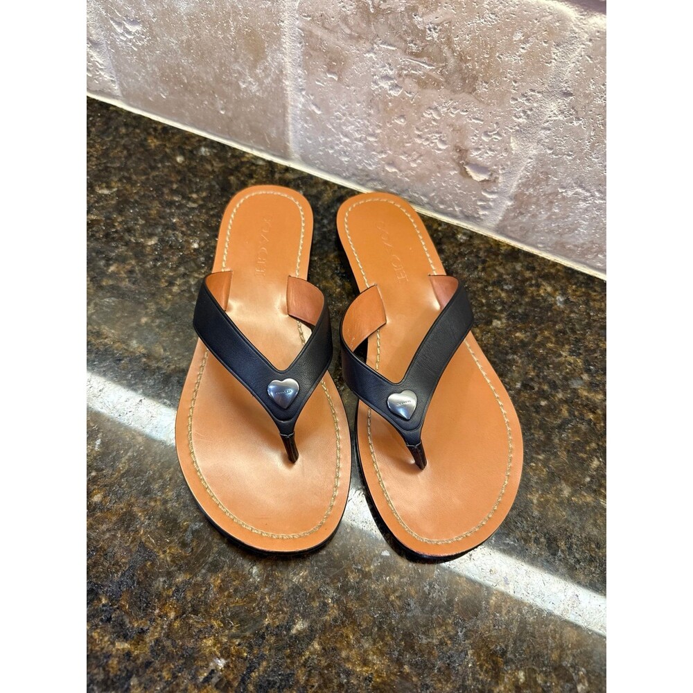 Coach Ellis Thong Sandals Black Size 6 EUC